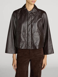 The Paper Leather Mini Swing Jacket in Chestnut
