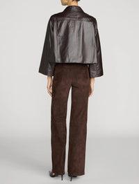 The Paper Leather Mini Swing Jacket in Chestnut
