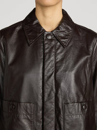 The Paper Leather Mini Swing Jacket in Chestnut