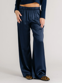 Brynn High Rise Pull on Wide Leg Pant in Midnight Navy