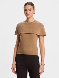Yuki Short Sleeve Cape Top in Camel