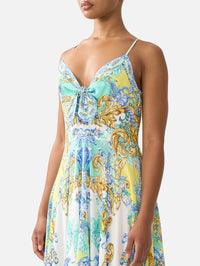 CAMILLA Long Dress With Tie Front in Dial Up The Tiles - 5