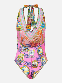 Salty Splendor Reversible Halter One Piece by CAMILLA - View 6
