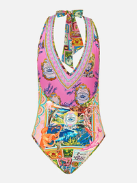 Salty Splendor Reversible Halter One Piece by CAMILLA - View 7