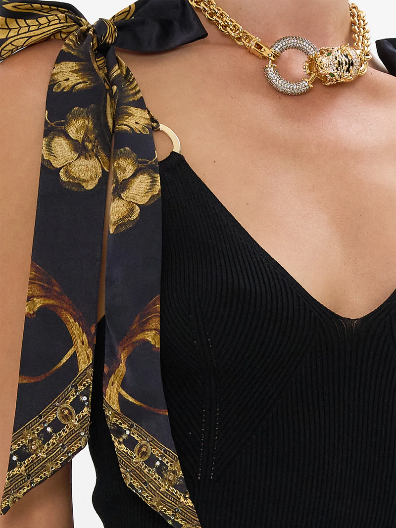 Era Of Empires Long Knit Dress With Silk Ties