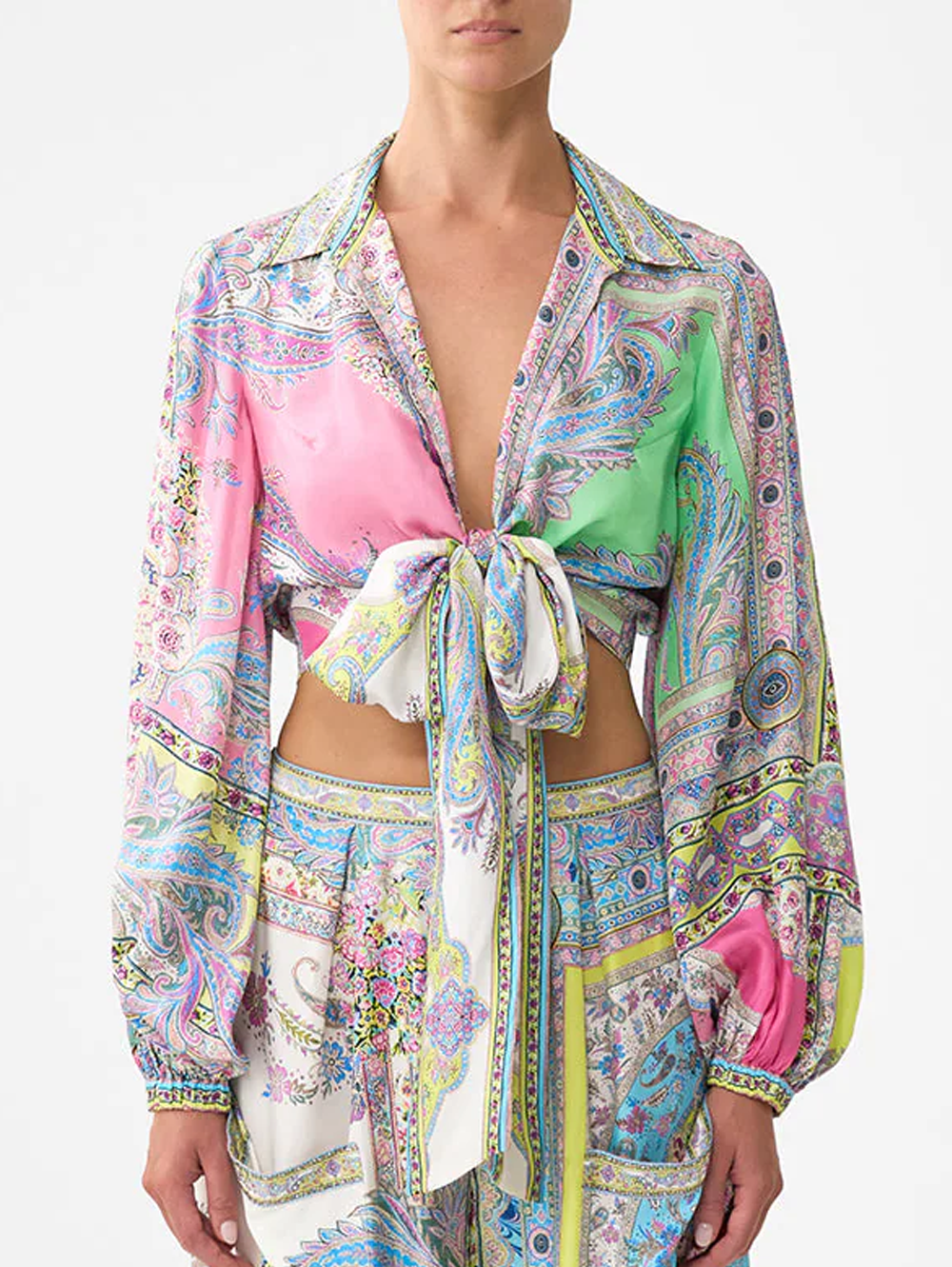 Magic Carpet Ride Cropped Wrap Shirt