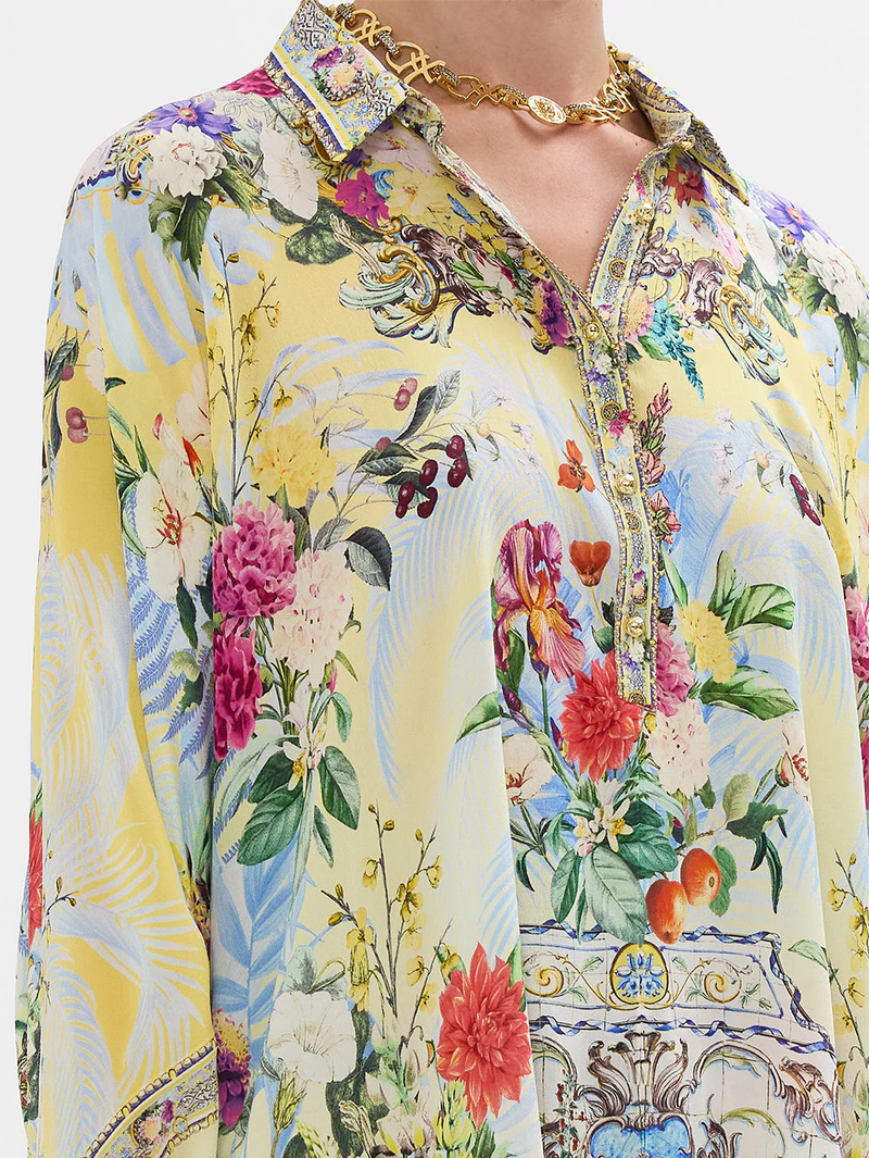 Flor Fantástica Button Up Top With Draped Back