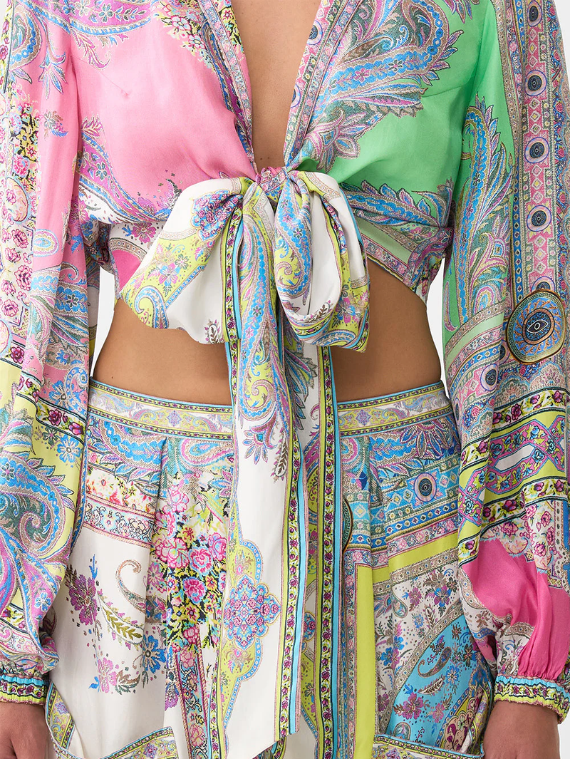 Magic Carpet Ride Cropped Wrap Shirt
