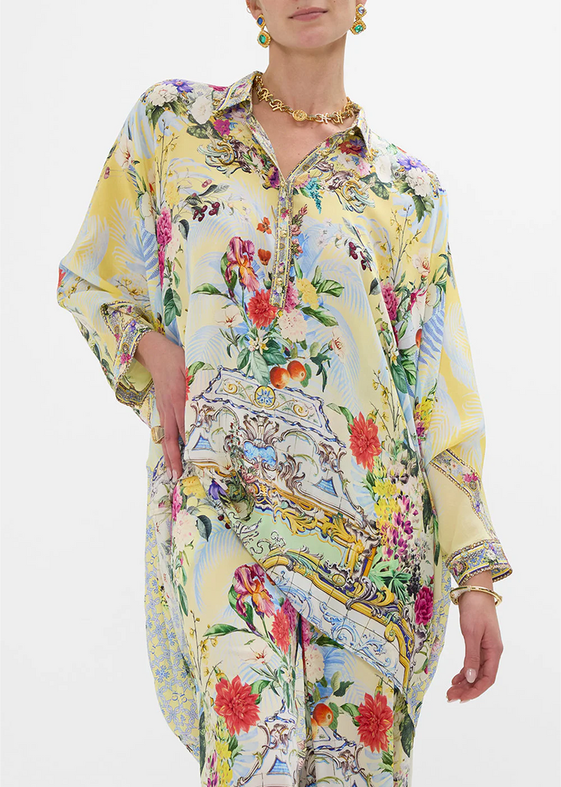 Flor Fantástica Button Up Top With Draped Back