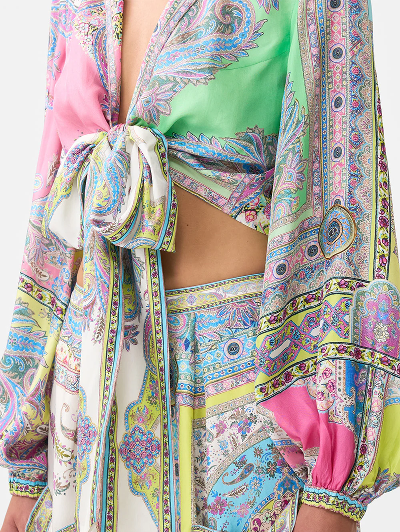 Magic Carpet Ride Cropped Wrap Shirt