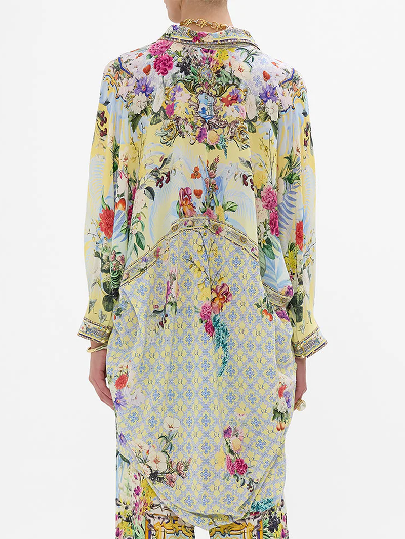 Flor Fantástica Button Up Top With Draped Back