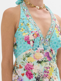 Gardens Of Queluz Button Front Halter Playsuit