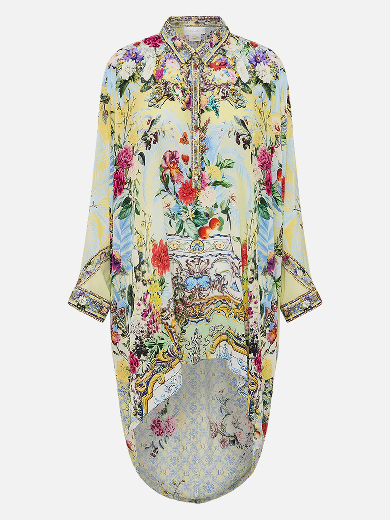 Flor Fantástica Button Up Top With Draped Back