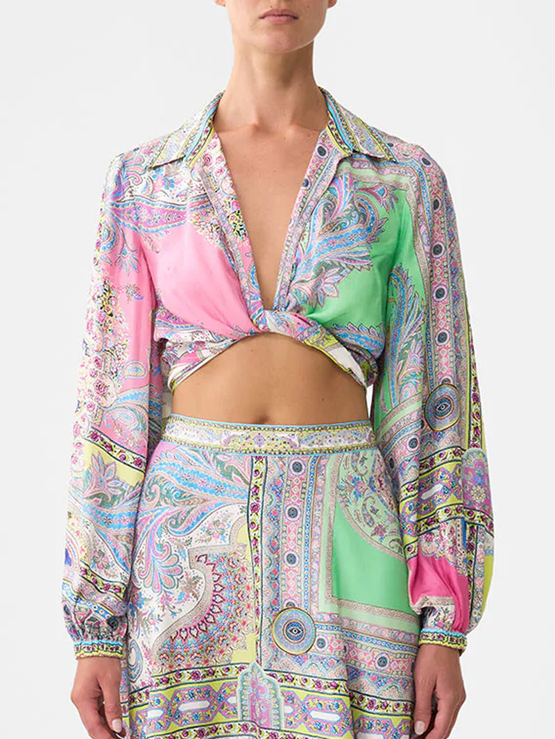 Magic Carpet Ride Cropped Wrap Shirt