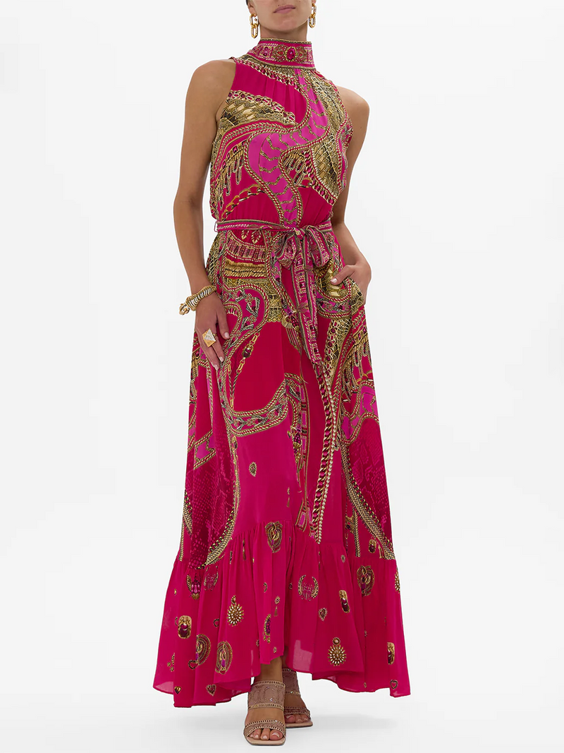 Kissed By A Cobra Necktie Dress With Elasticated Waist