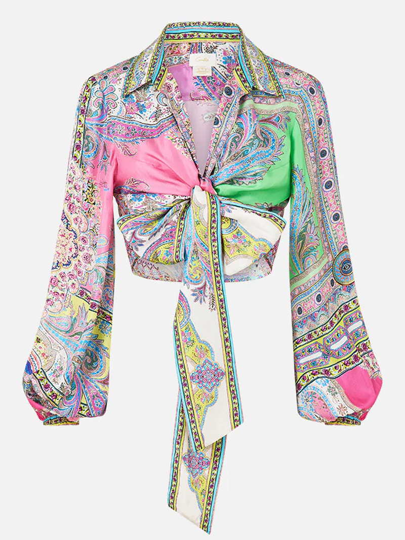 Magic Carpet Ride Cropped Wrap Shirt