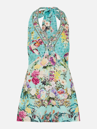 Gardens Of Queluz Button Front Halter Playsuit
