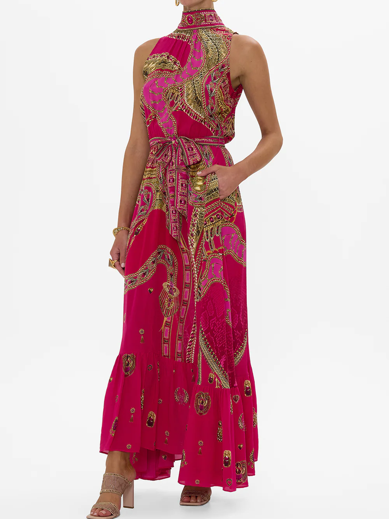 Kissed By A Cobra Necktie Dress With Elasticated Waist