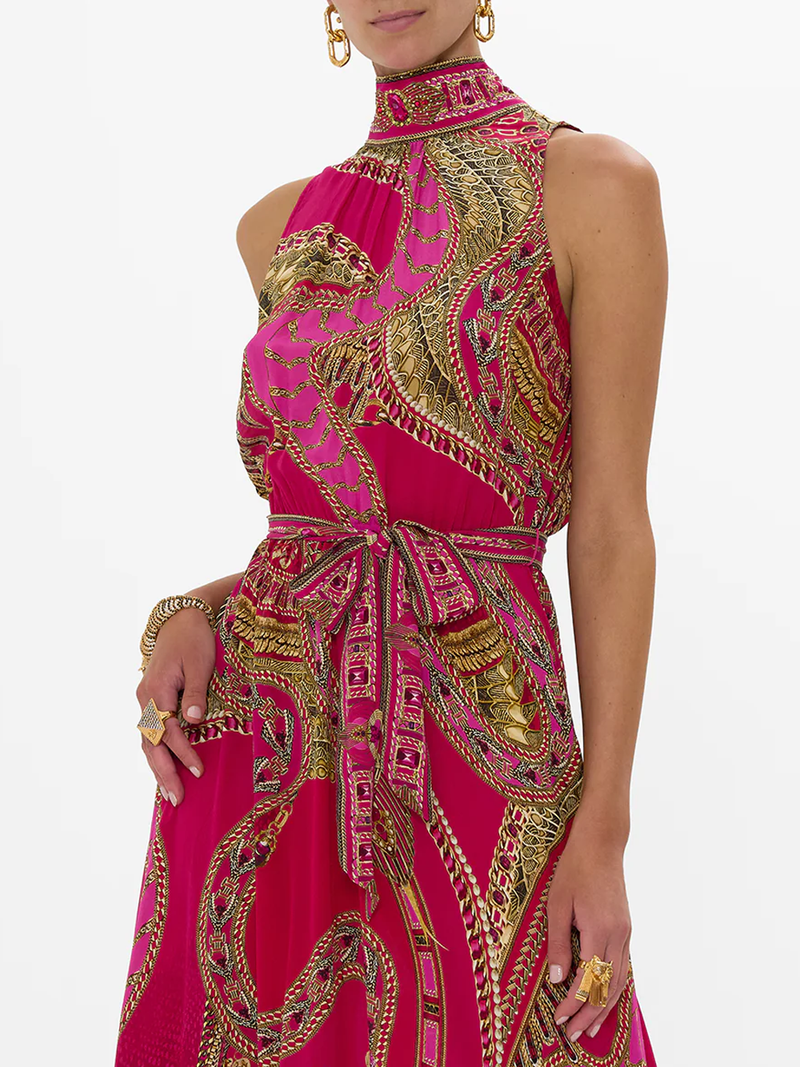 Kissed By A Cobra Necktie Dress With Elasticated Waist