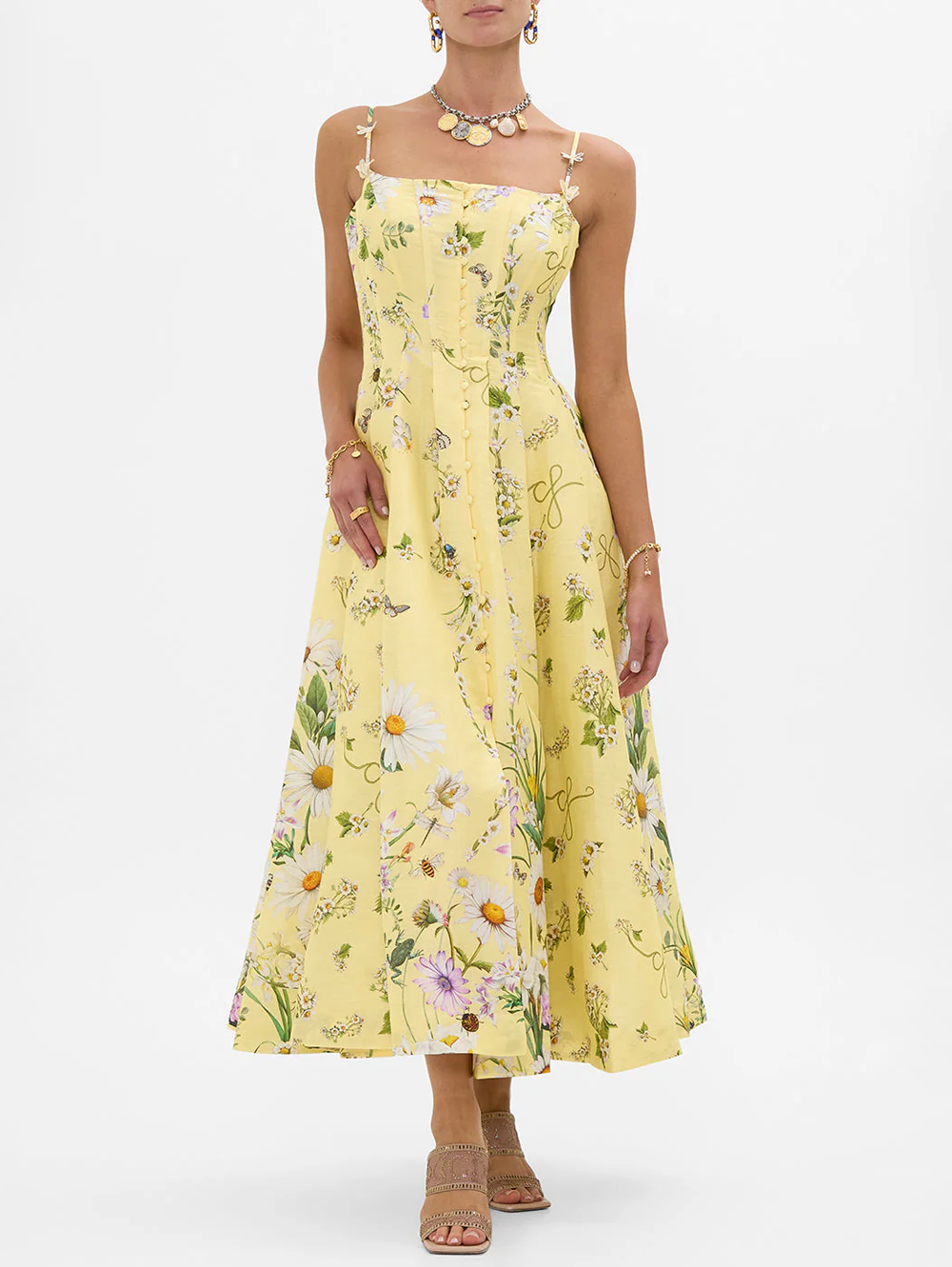 Daisy Chains Corset Dress With Long Flared Skirt