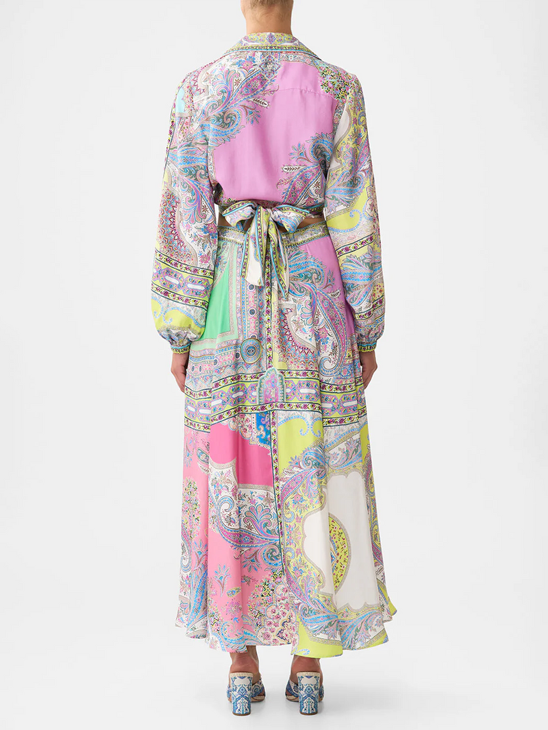 Magic Carpet Ride Paneled Flared Long Skirt