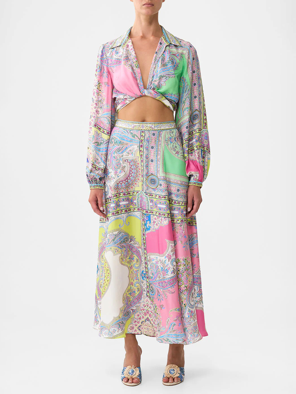 Magic Carpet Ride Paneled Flared Long Skirt