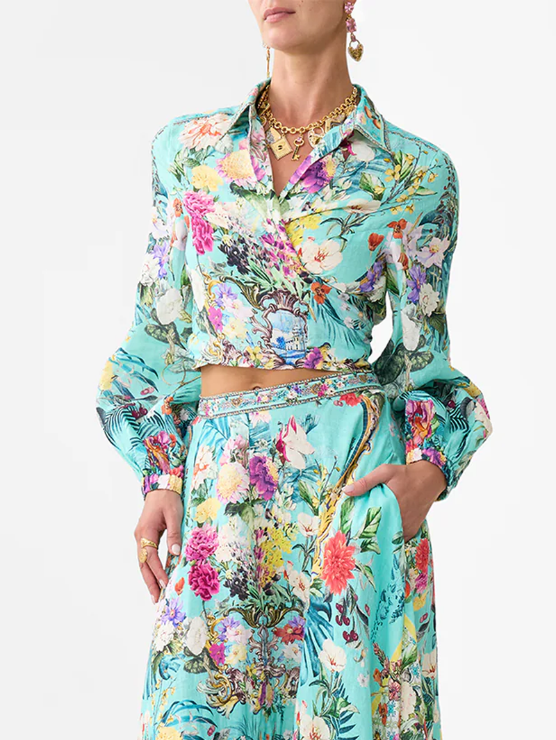 Gardens Of Queluz Cropped Wrap Shirt