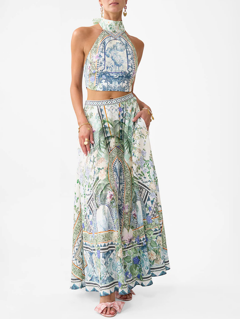 Jardim Party Halter Tie Back Top