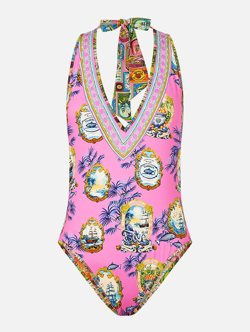 Salty Splendor Reversible Halter One Piece