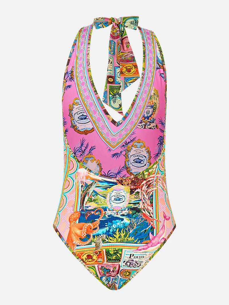 Salty Splendor Reversible Halter One Piece