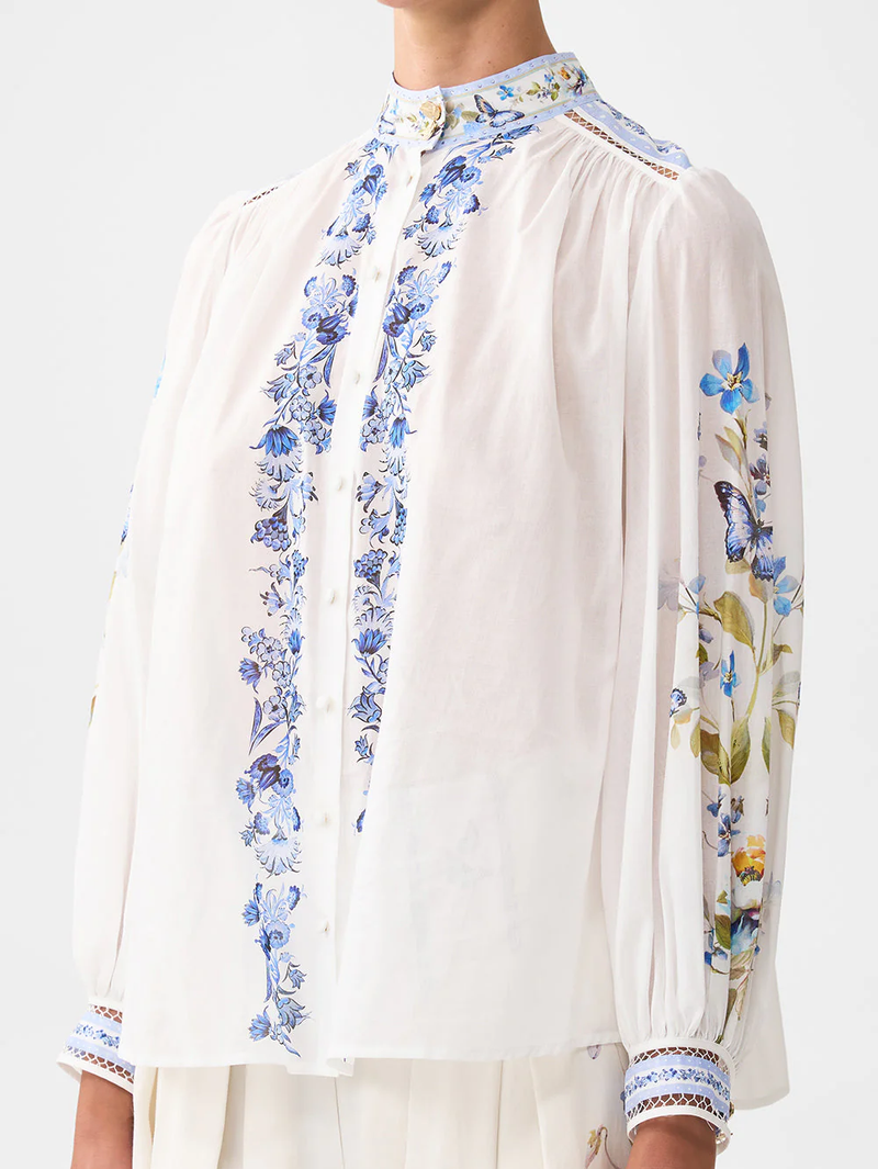 Botanical Ballads High Neck Button Through Blouse