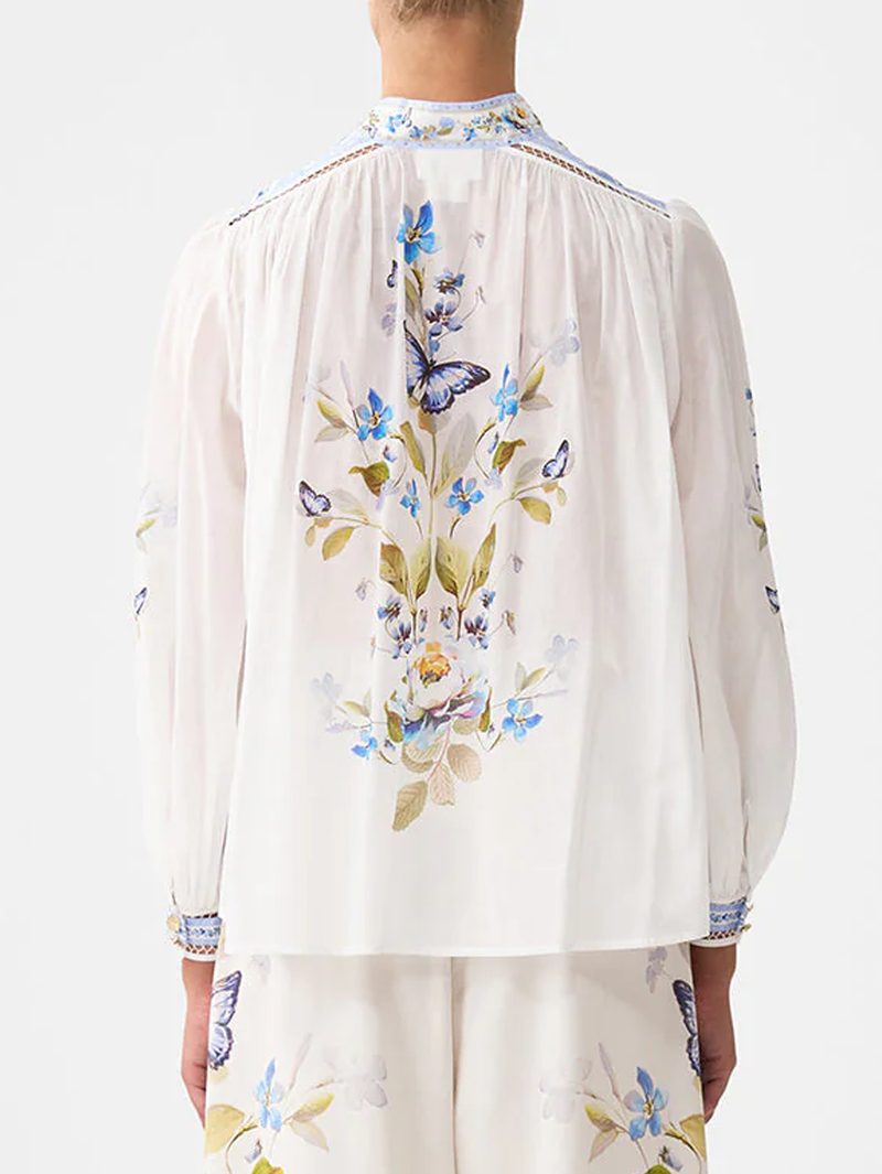 Botanical Ballads High Neck Button Through Blouse