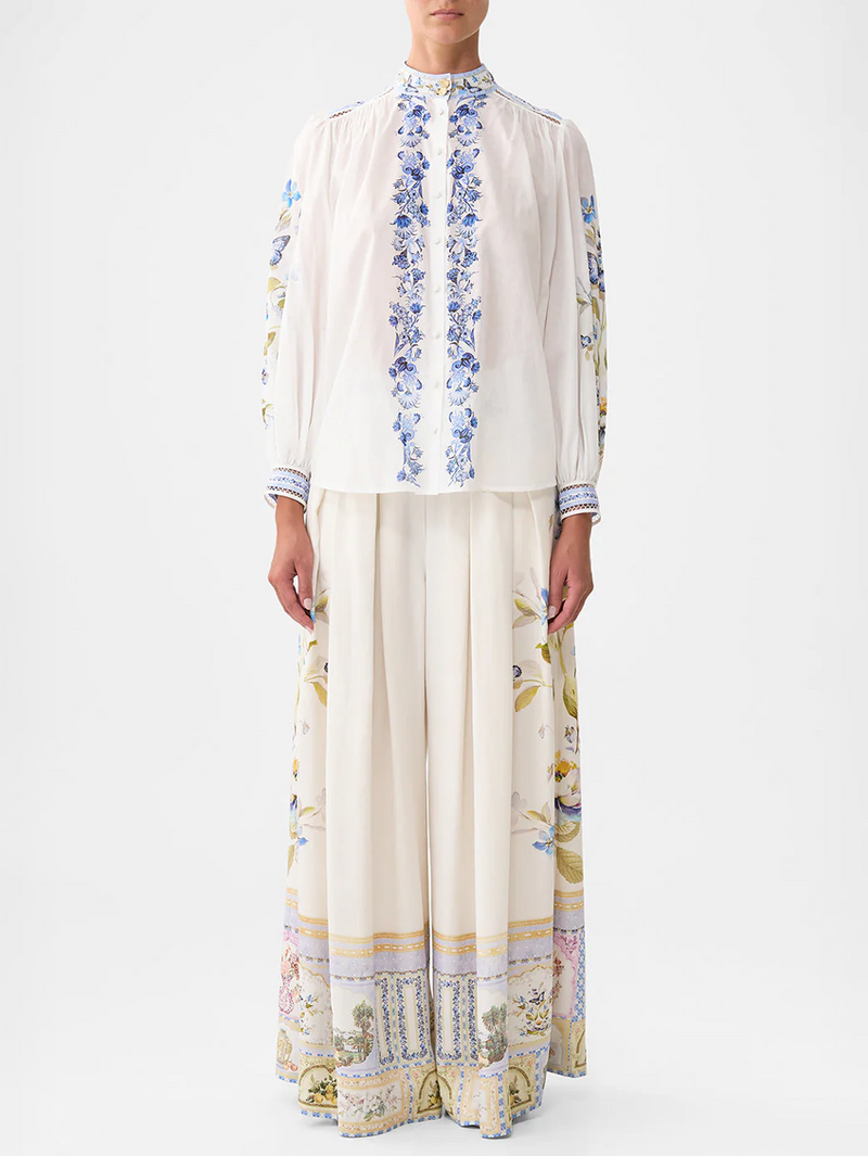 Botanical Ballads High Neck Button Through Blouse
