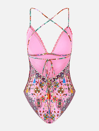 Patchwork Panorama Embroidered Tie Back One Piece