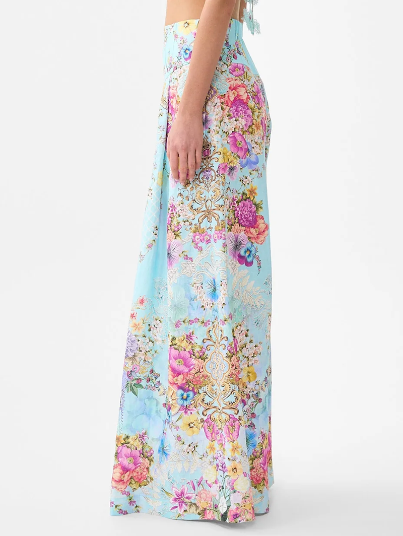 Bazaar Blooms Corset Waist Wide Leg Pant