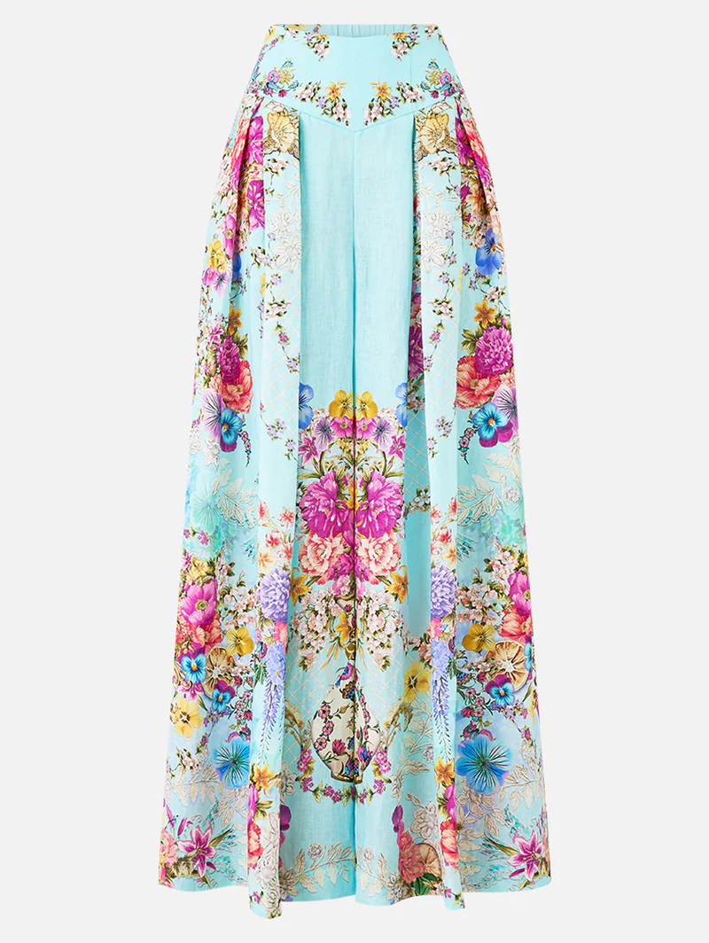 Bazaar Blooms Corset Waist Wide Leg Pant