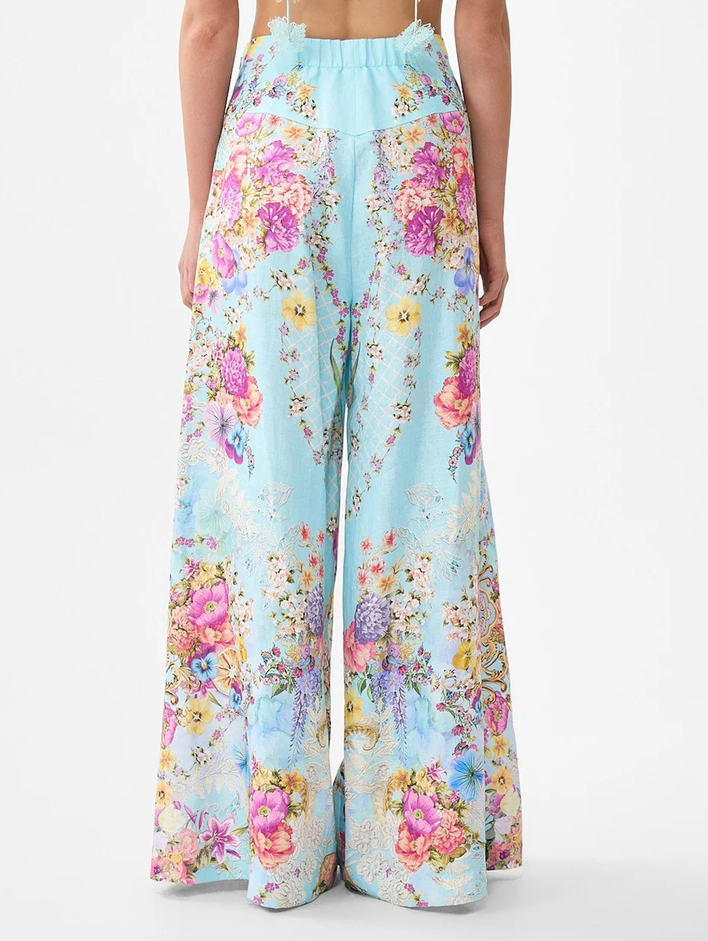 Bazaar Blooms Corset Waist Wide Leg Pant