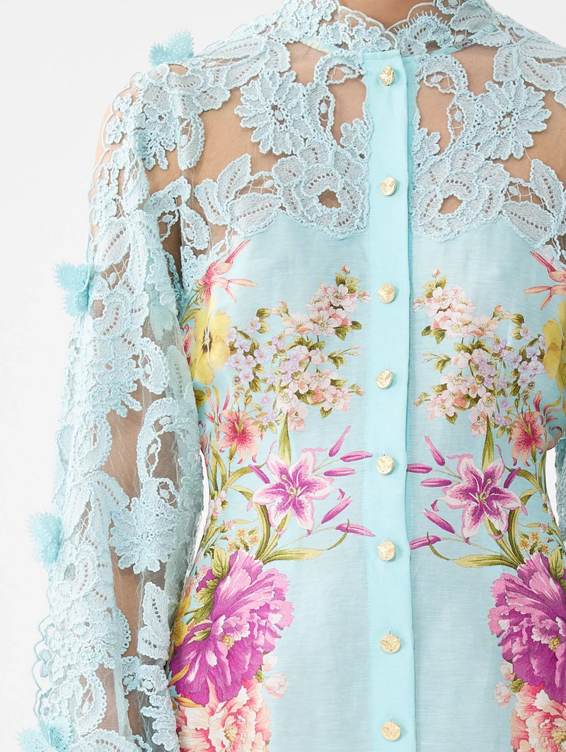 Bazaar Blooms Lace Sleeve Mini Dress