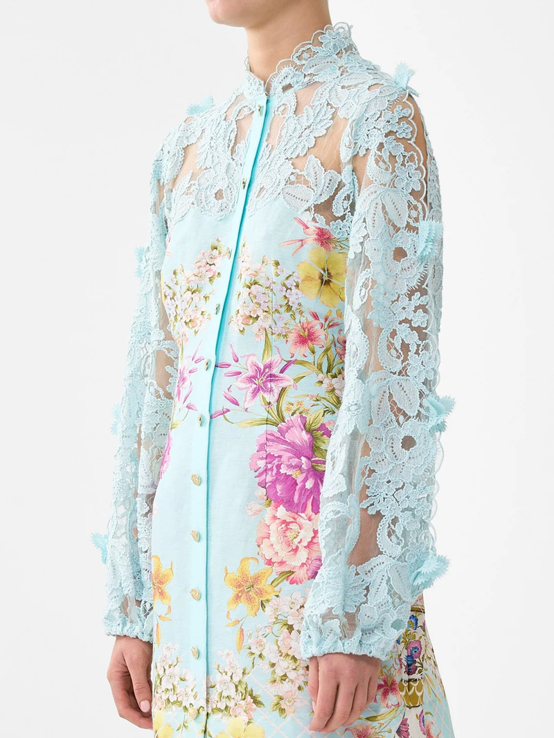 Bazaar Blooms Lace Sleeve Mini Dress