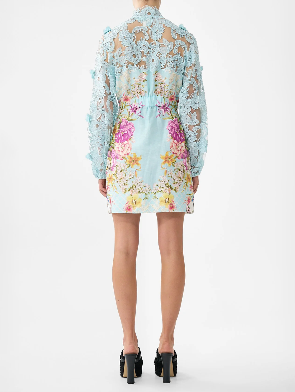 Bazaar Blooms Lace Sleeve Mini Dress