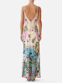 Bodrum Botanicals V-Neck Full Length Bias Slip Dress