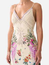 Bodrum Botanicals V-Neck Full Length Bias Slip Dress
