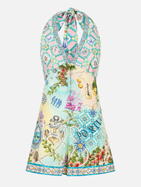 Just Coasting Button Front Halter Playsuit