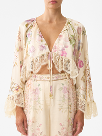 Adorned in Aranjuez Crop Ruffle Top