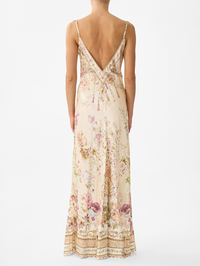 Adorned in Aranjuez V-Neck Full Length Bias Slip Dress