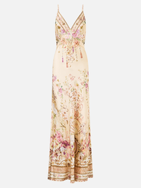 Adorned in Aranjuez V-Neck Full Length Bias Slip Dress