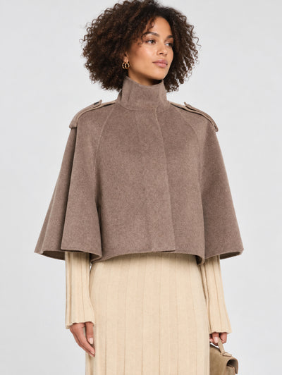 Yara Cape Jacket in Mushroom Melange