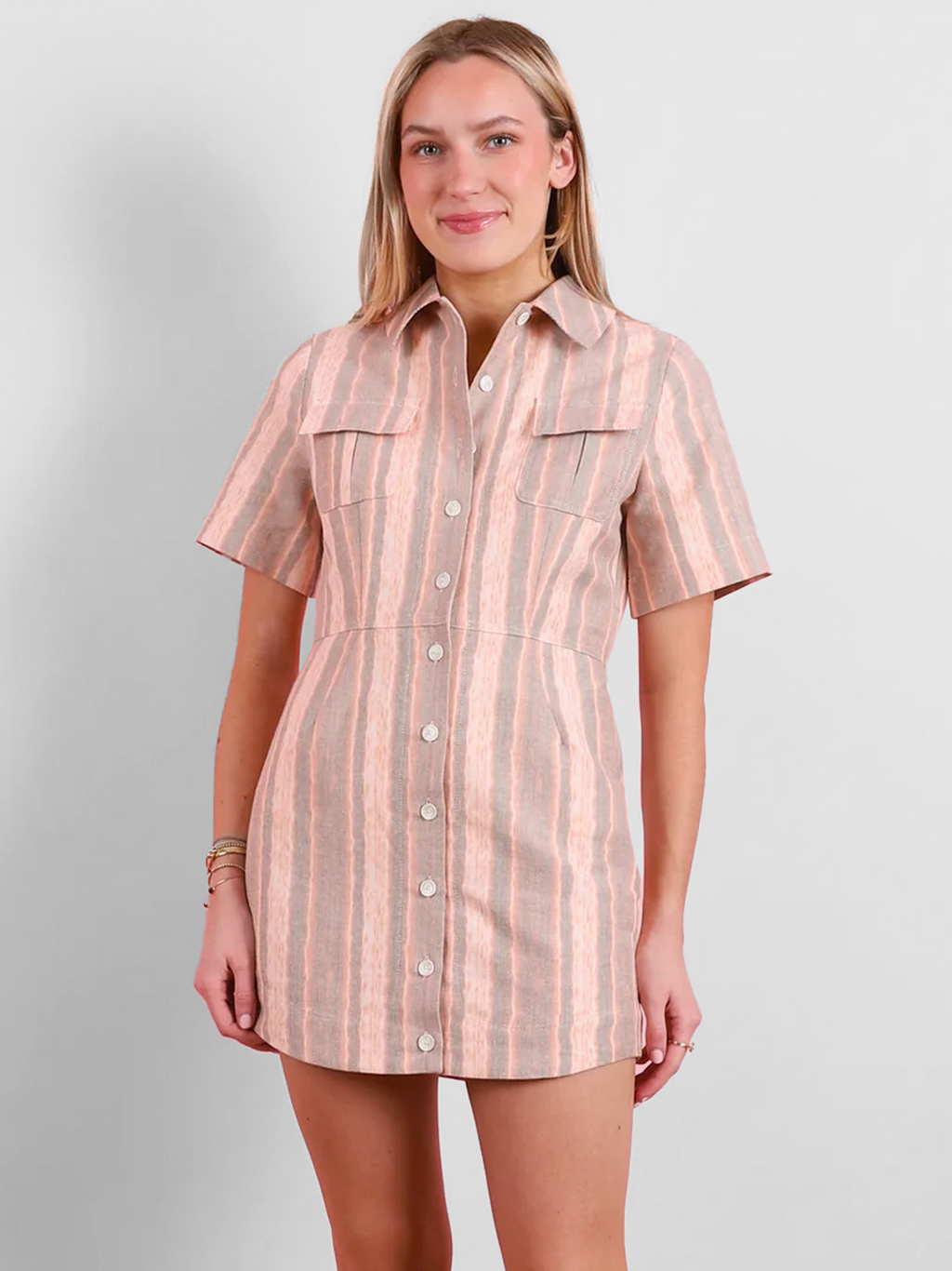 Cargo Button Up Mini Shirt Dress