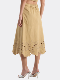 CHRISTY LYNN Bobbi Cotton Canvas Midi Skirt in KHAKI – Image 3