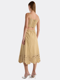 CHRISTY LYNN Bobbi Cotton Canvas Midi Skirt in KHAKI – Image 4